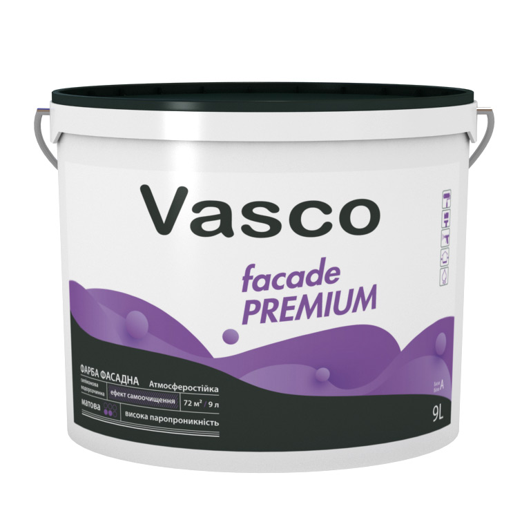 Фасадна силоксанова фарба Vasco Fasad Premium 9л база А