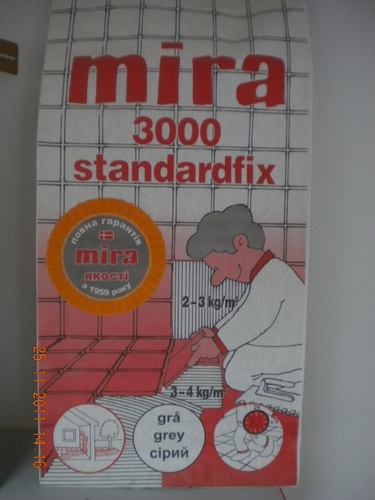 клей для плитки mira 3000 standardfix, серый,25 кг