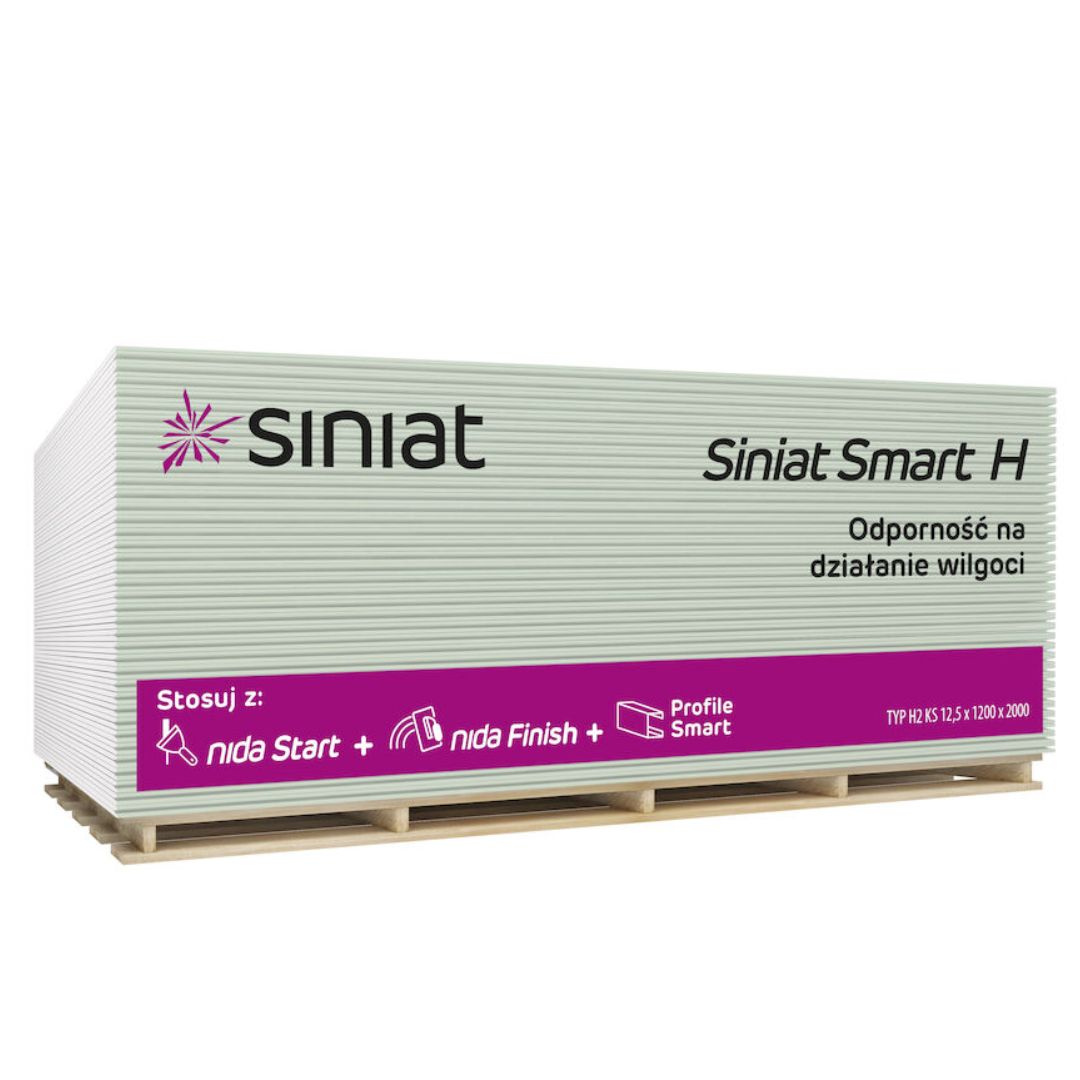 Гипсокартон влагостойкий SINIAT SMART H